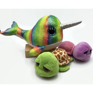 Ty Beanie Boos Nori Narwhal 13" & Slow Poke Zippy 6" Turtles Plush Lot